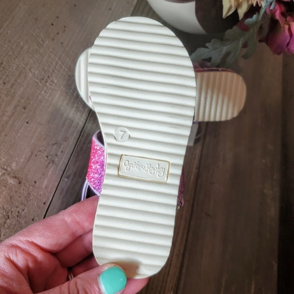 NWT Cynthia Rowley Toddler Girl Pink Purple Sparkly Little Girl Sandals Size 7